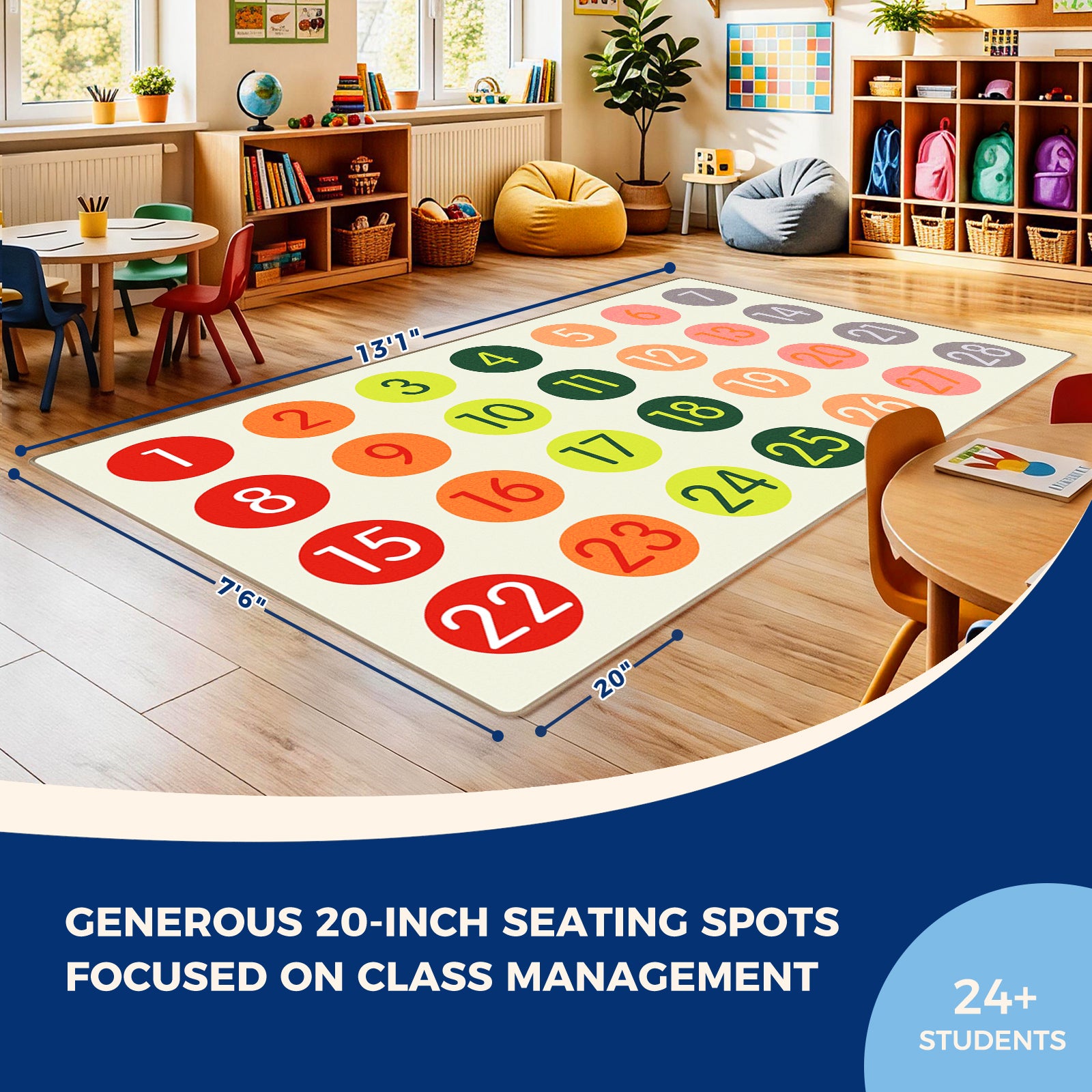 Pastel Number Classroom Rug