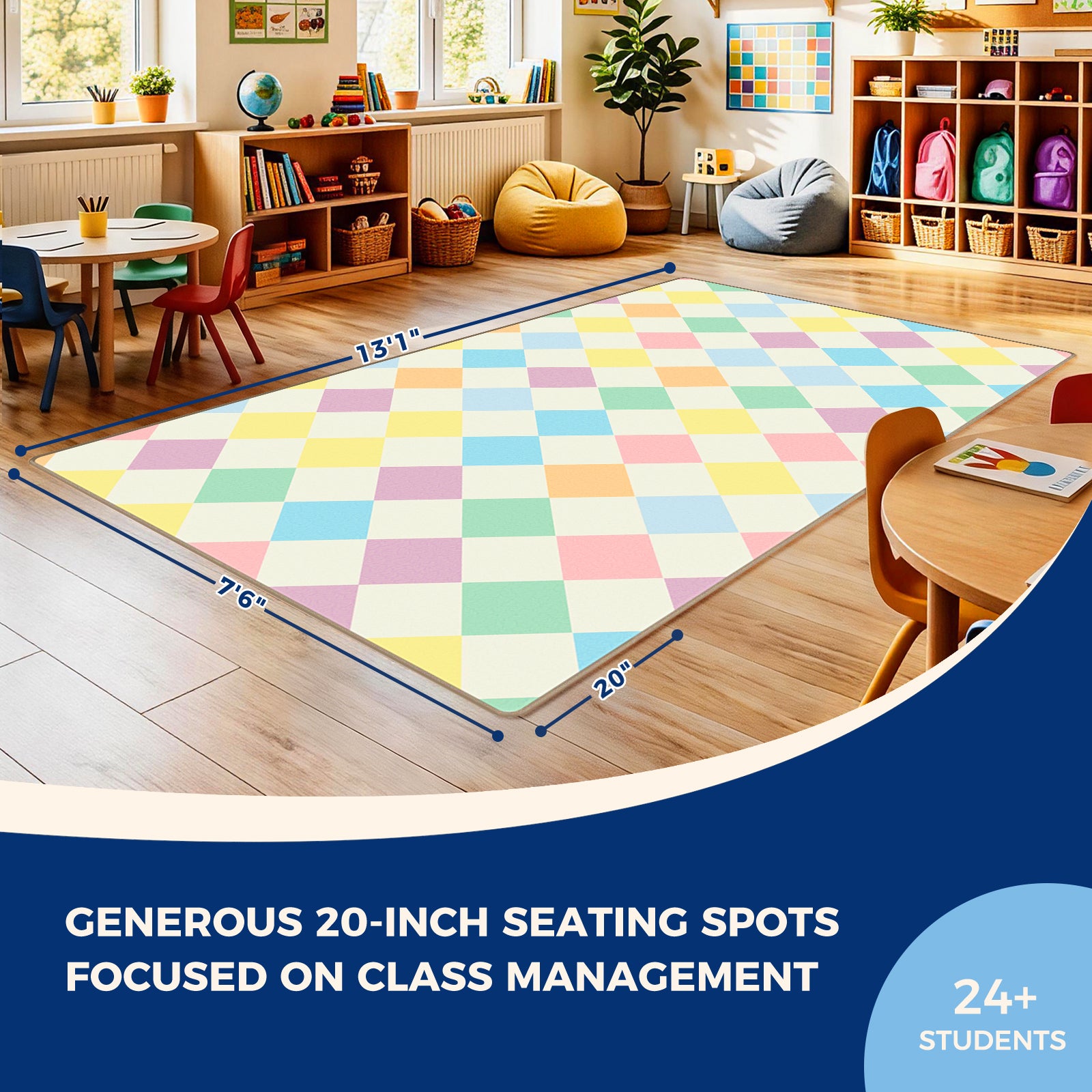 Pastel Diamond Classroom Rug