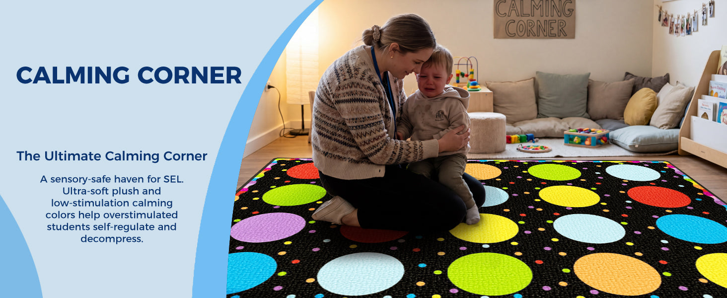 20-Seat Confetti Dot Classroom Rug classroom rug scene image 6
