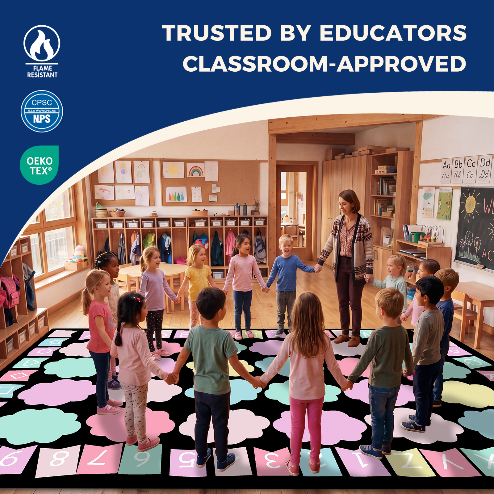 Pastel Cloud Classroom Rug