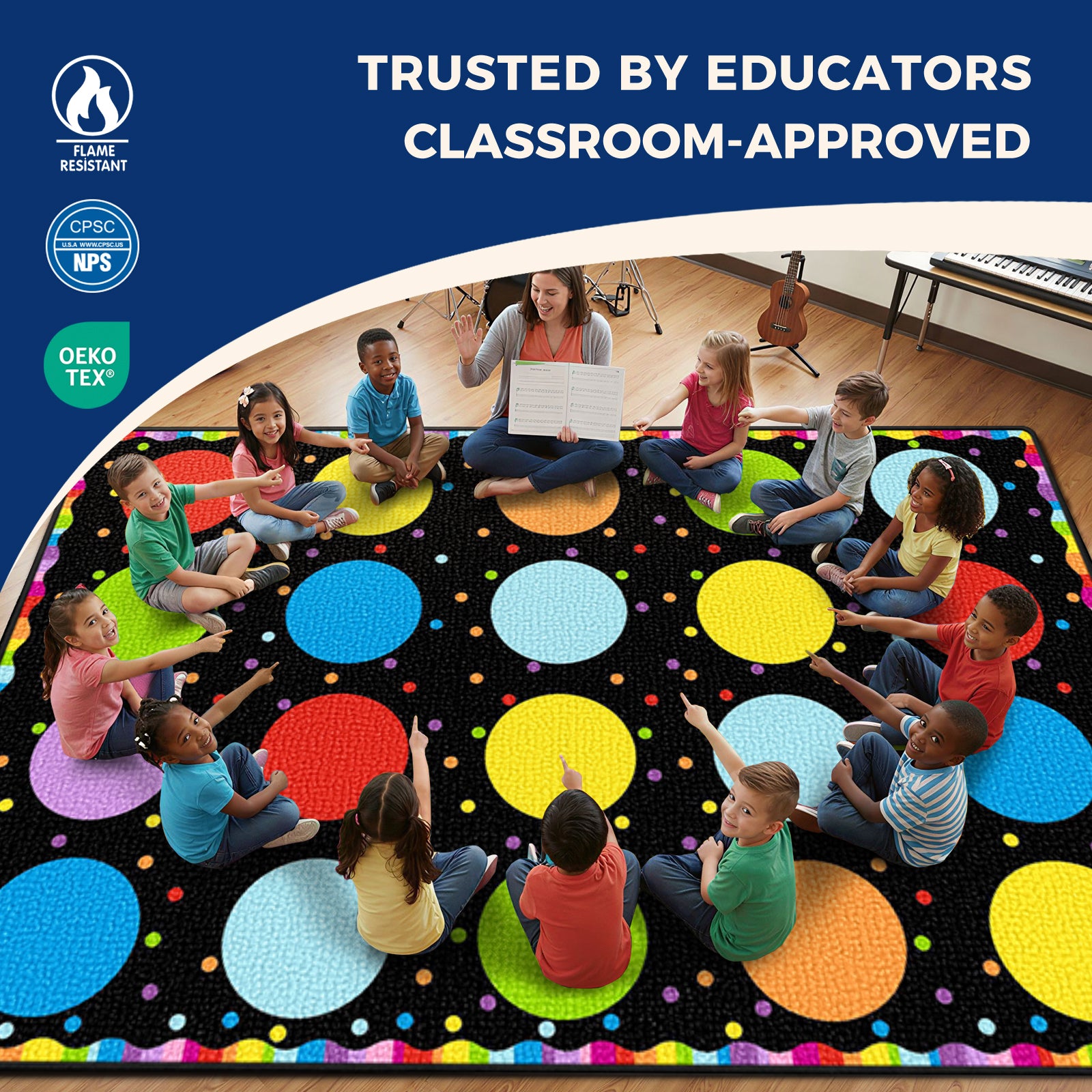 20-Seat Confetti Dot Classroom Rug
