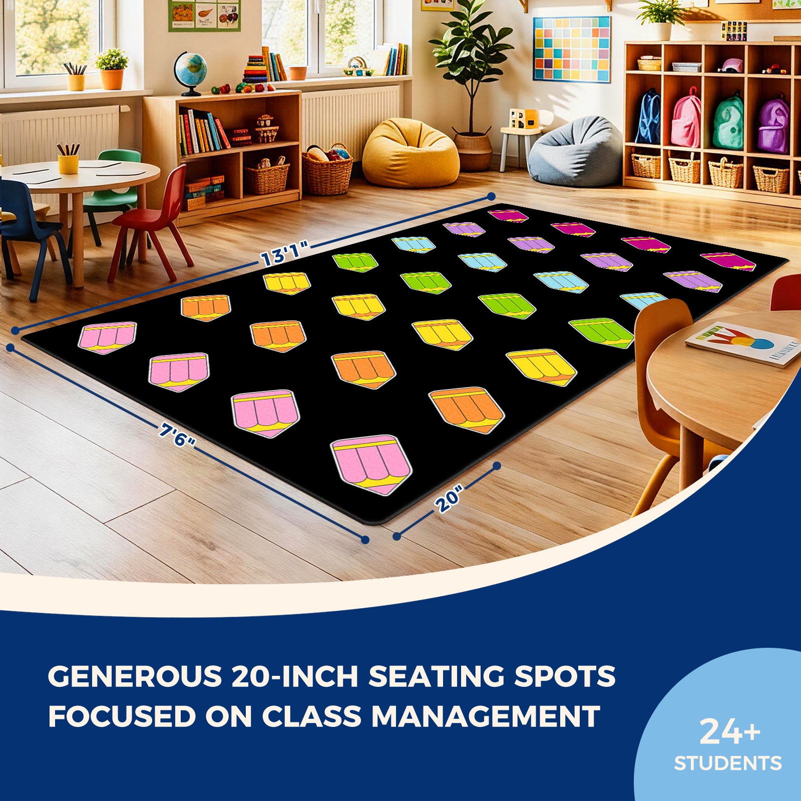 Colorful Pencil Classroom Rug
