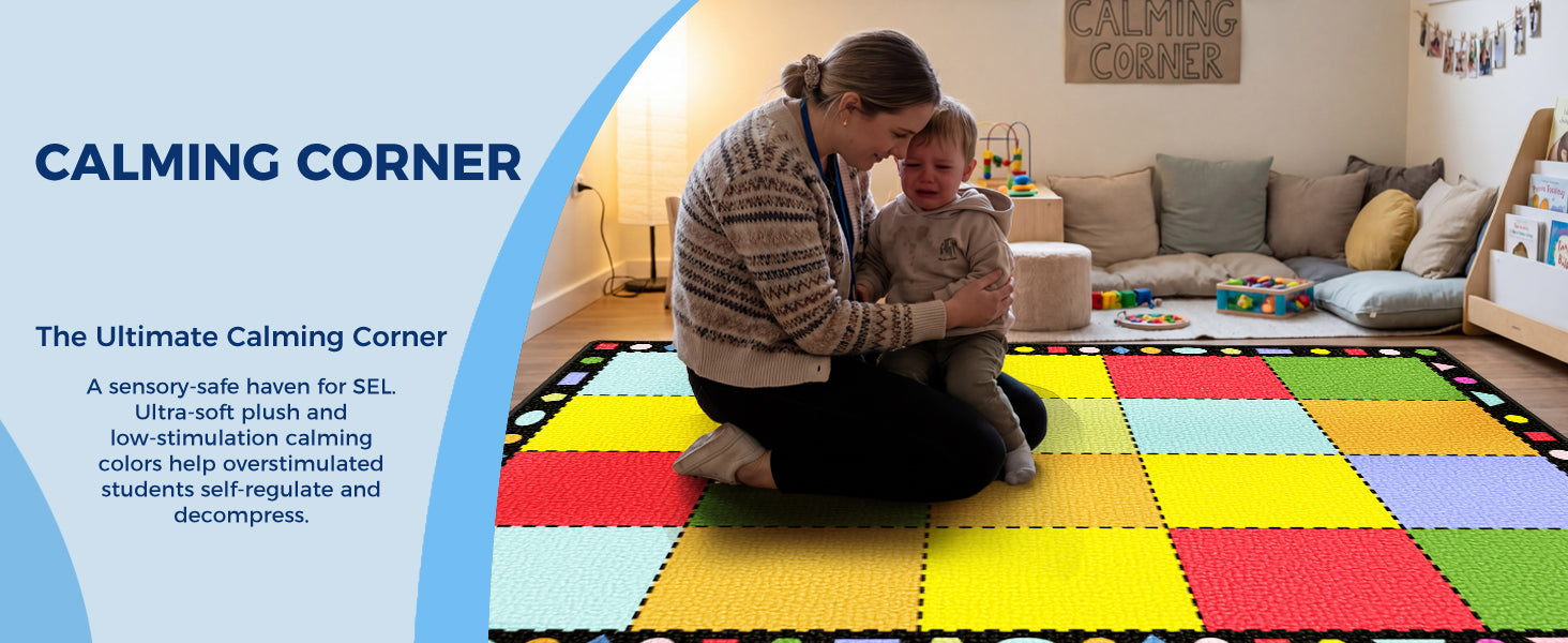 20-Seat Color Block Classroom Rug classroom rug scene image 6