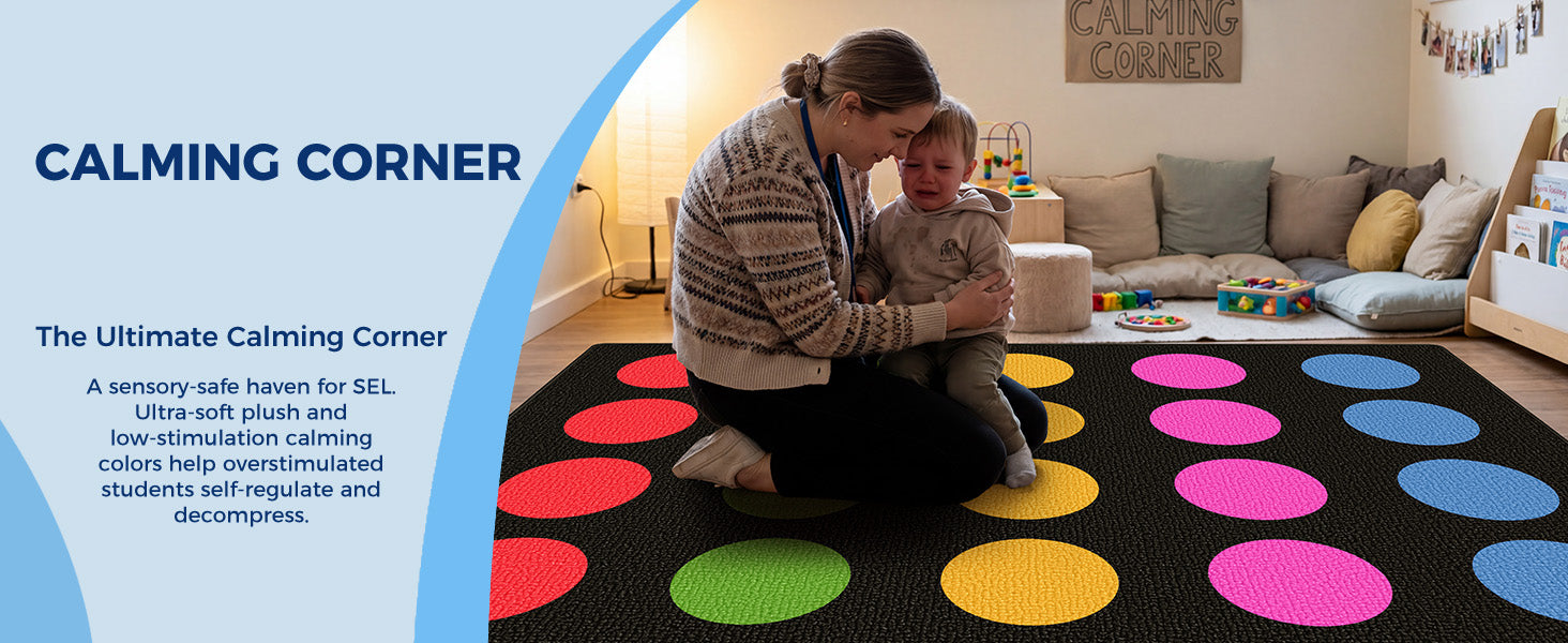 20-Seat Color Dot Classroom Rug classroom rug scene image 6