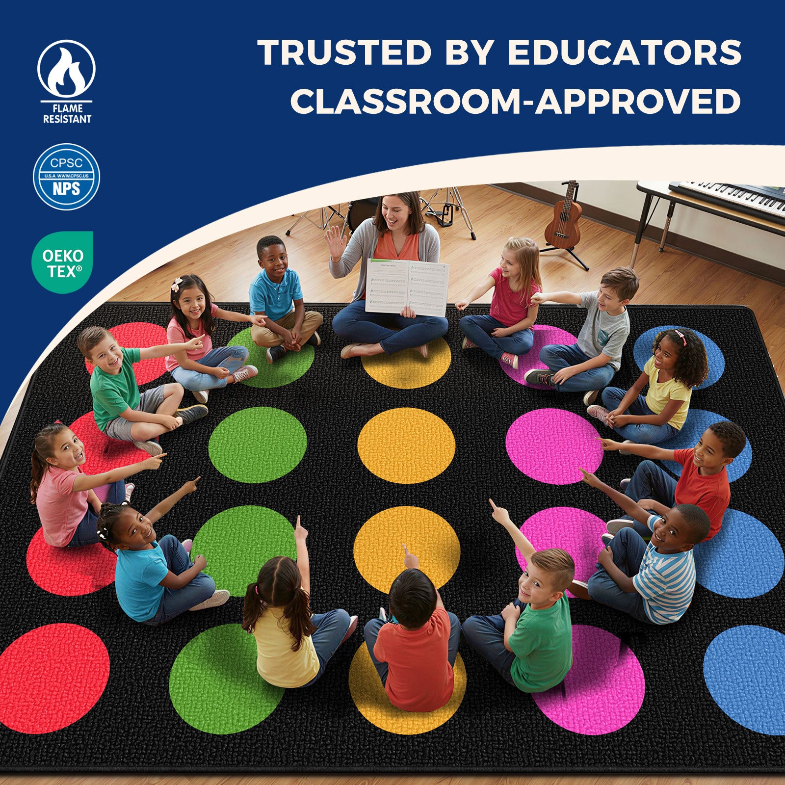 20-Seat Color Dot Classroom Rug