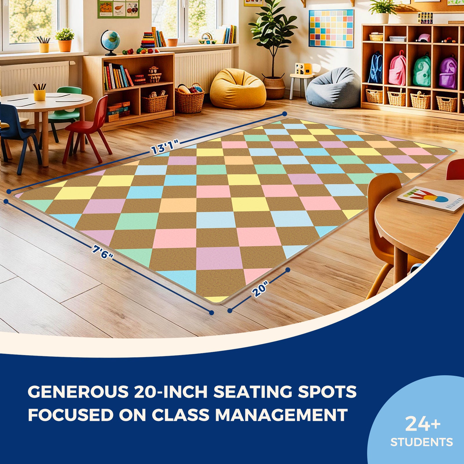 Pastel Argyle Classroom Rug