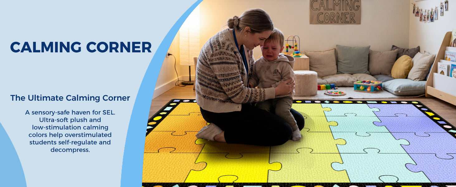 20-Seat Five-Color Puzzle Classroom Rug classroom rug scene image 6