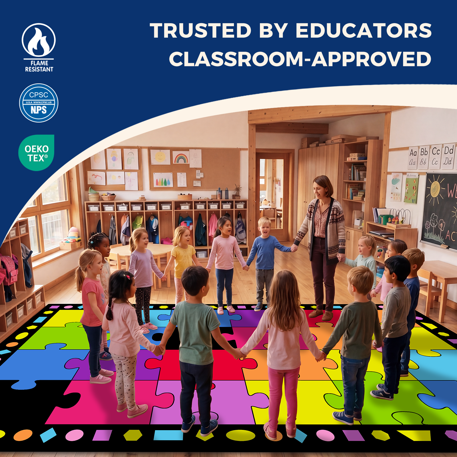 Puzzle Paradise Color Block Classroom Rug