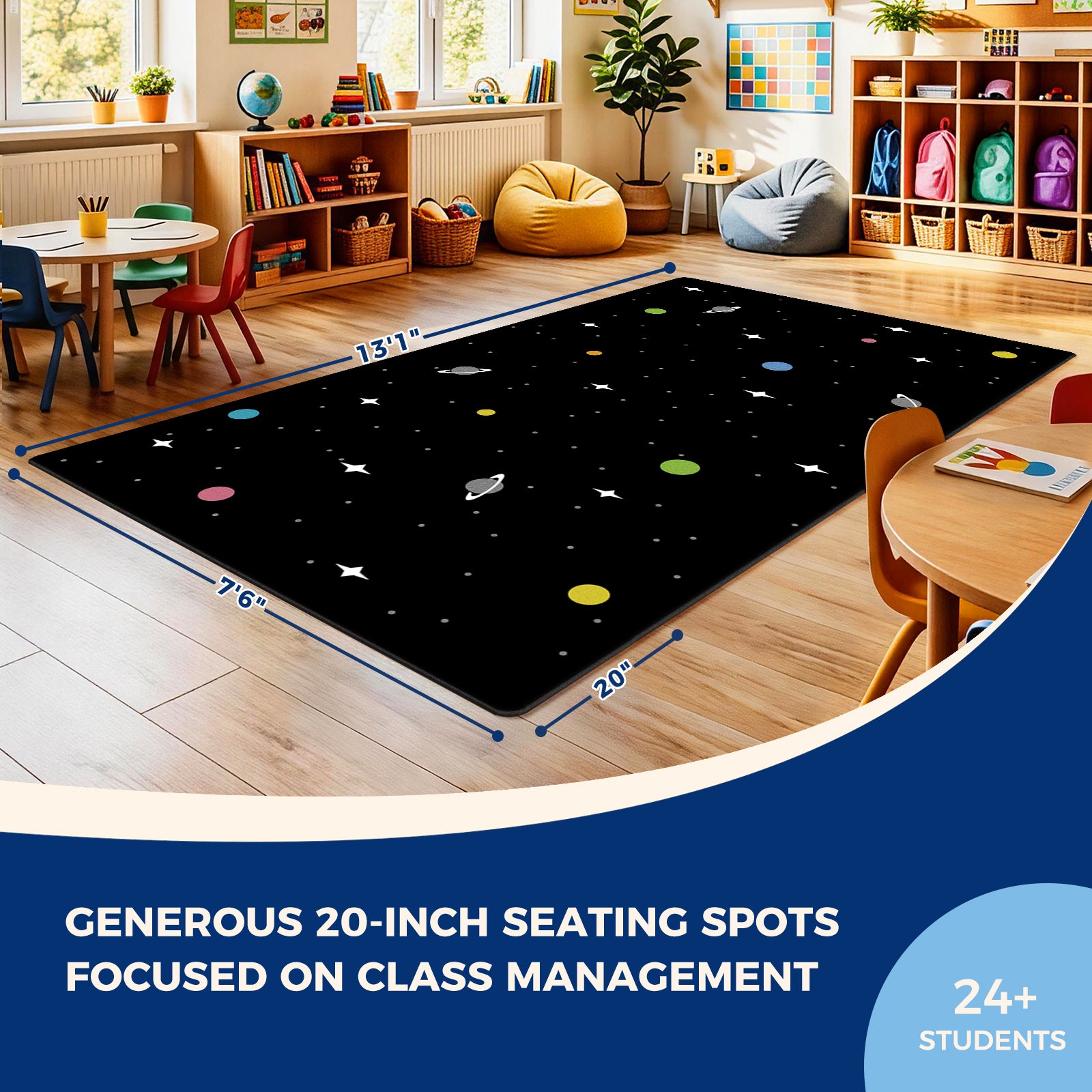 Black Space Classroom Rug
