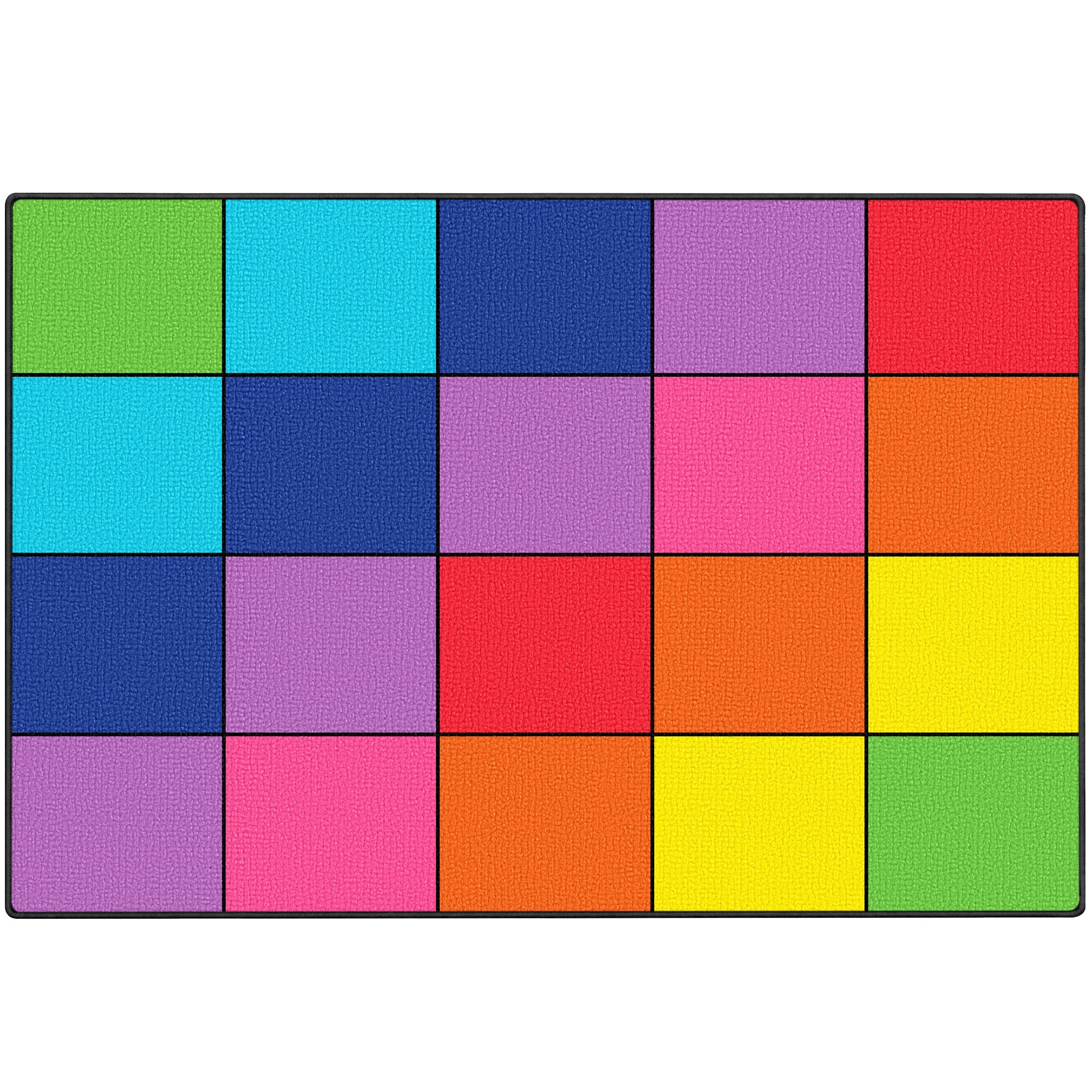 20-Seat Multicolor Square Classroom Rug