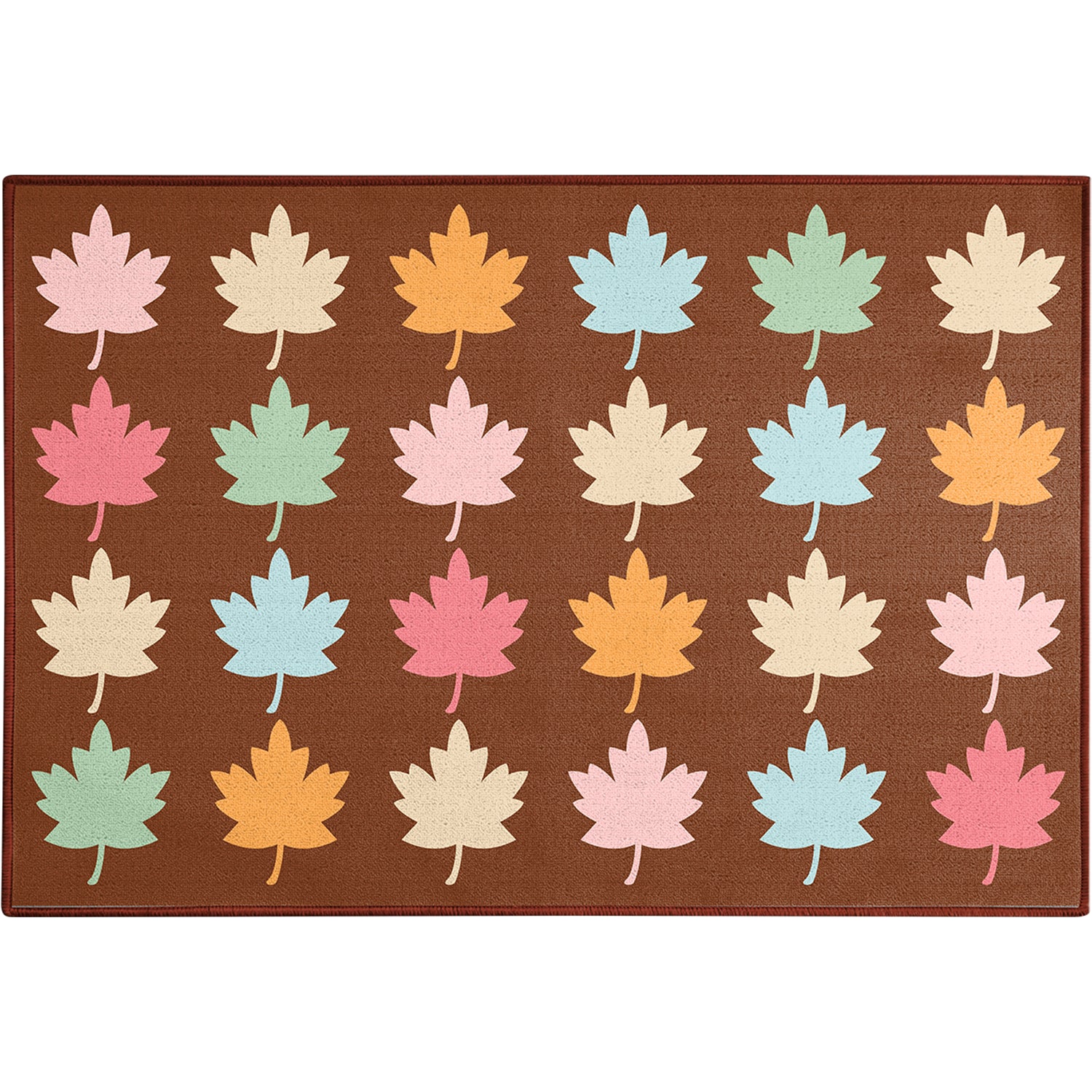 Brown Leaf Classroom Rug: Nature Theme Educational Mat
