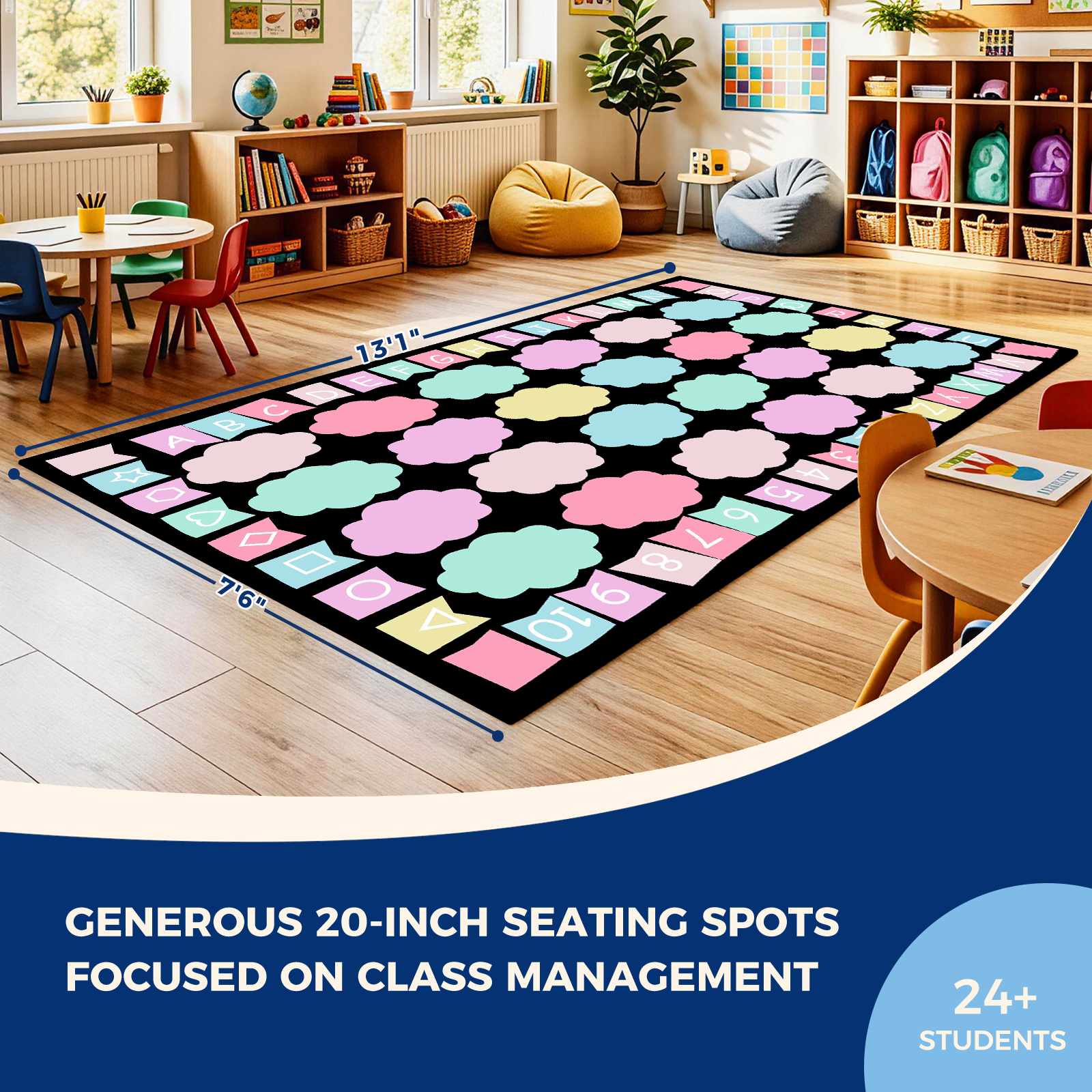 Pastel Cloud Classroom Rug