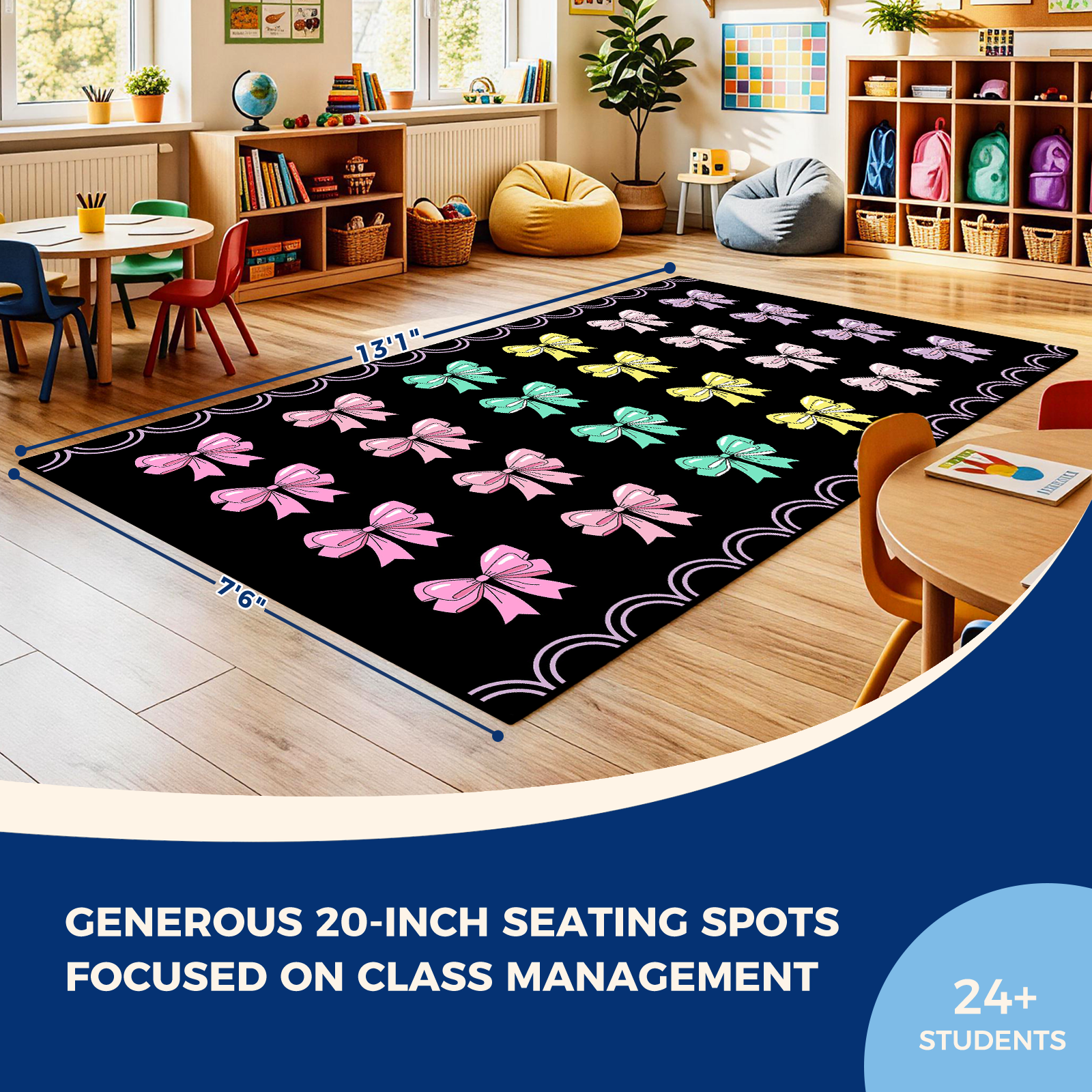Scalloped Bow Classroom Rug