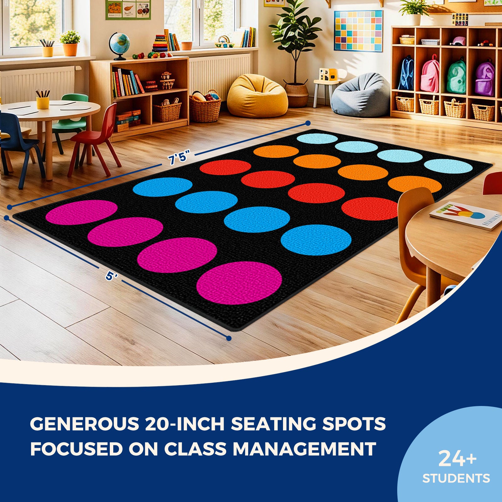 20-Spot Color Circle Classroom Rug