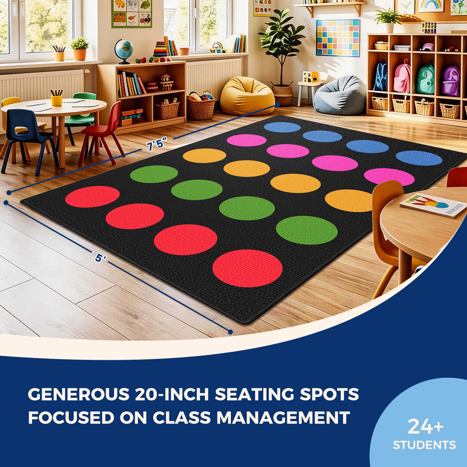 20-Seat Color Dot Classroom Rug