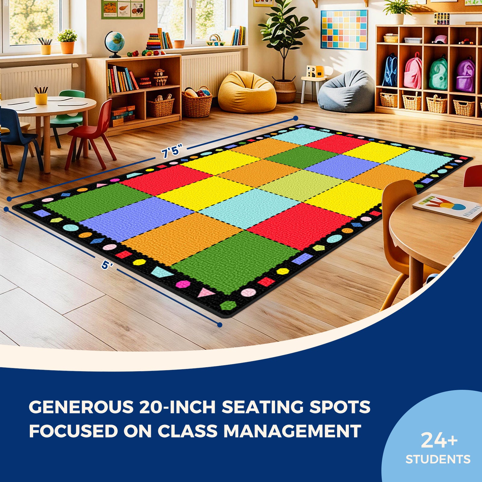 20-Seat Color Block Classroom Rug