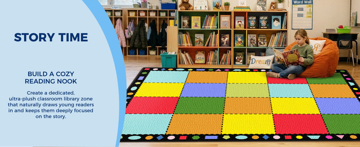 20-Seat Color Block Classroom Rug classroom rug scene image 7