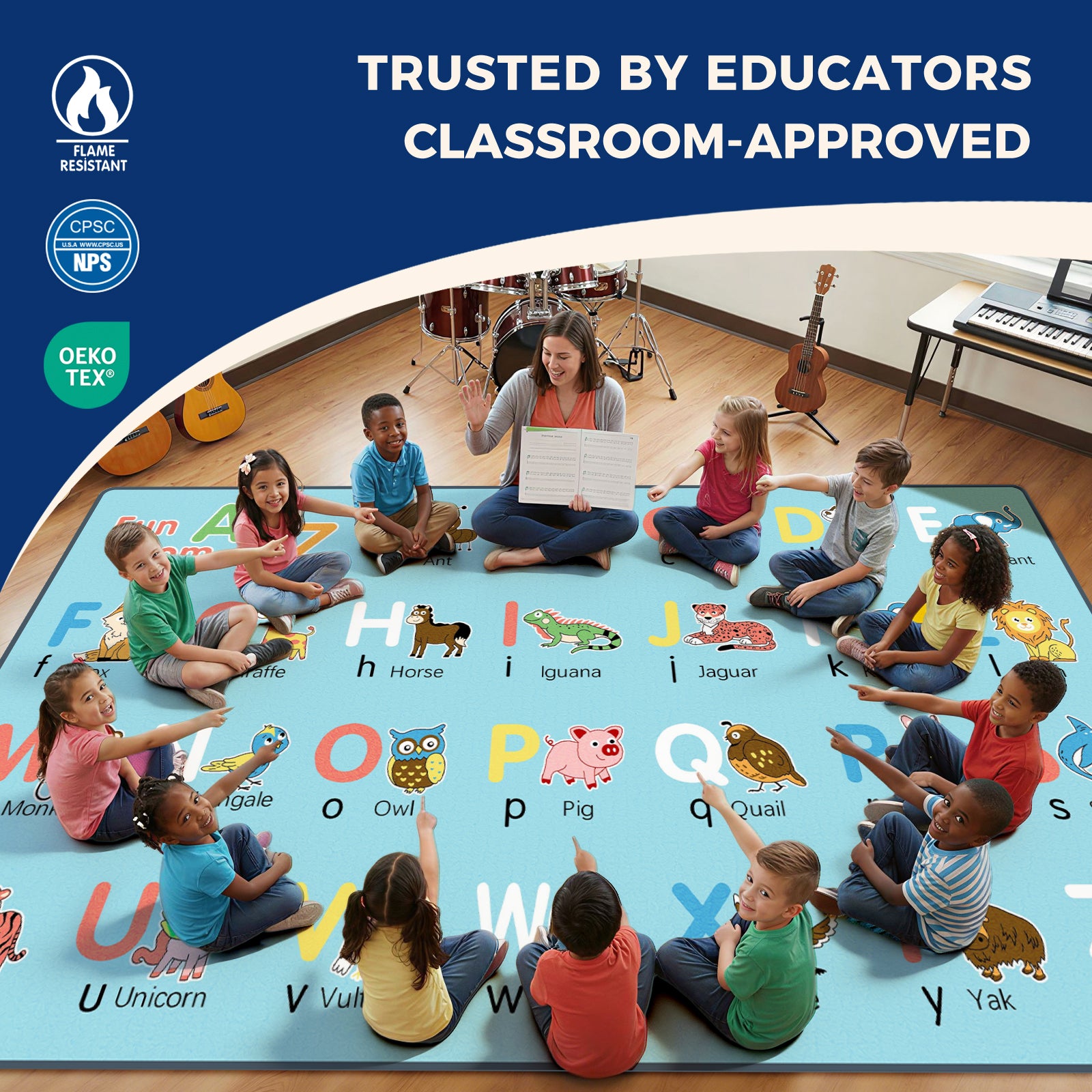 A to Z Animal Classroom Rug