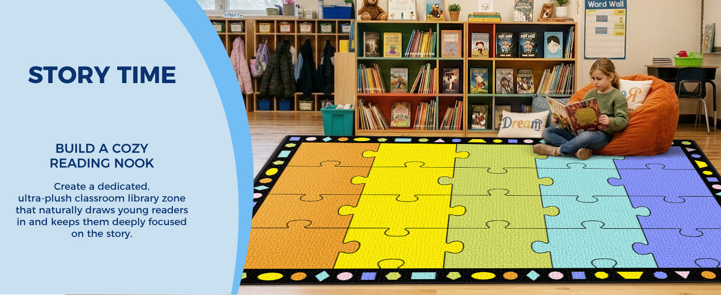 20-Seat Five-Color Puzzle Classroom Rug classroom rug scene image 7