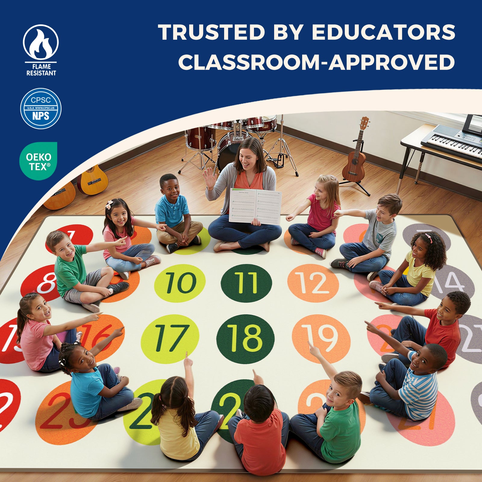 Pastel Number Classroom Rug