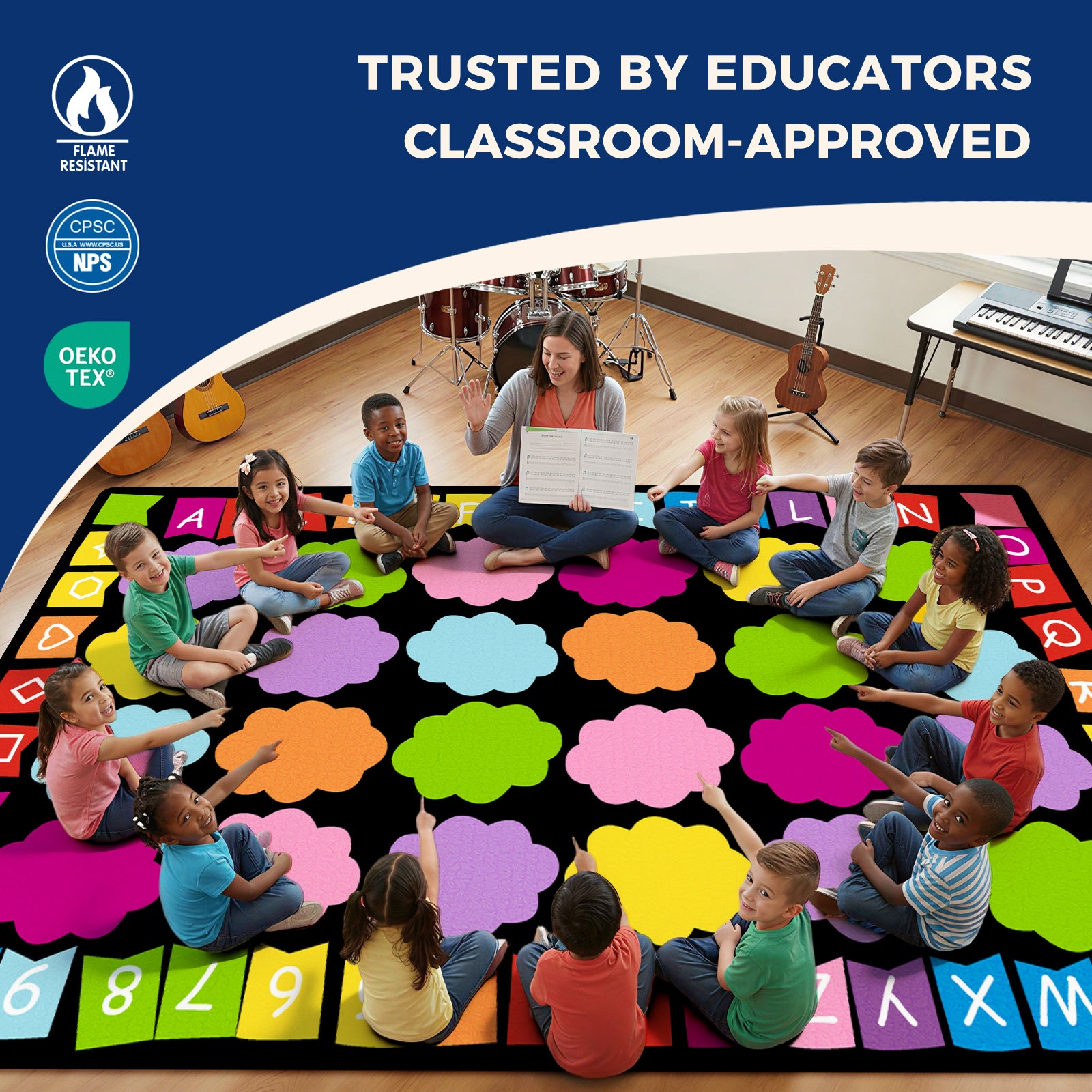 Cloud Alphabet Classroom Rug