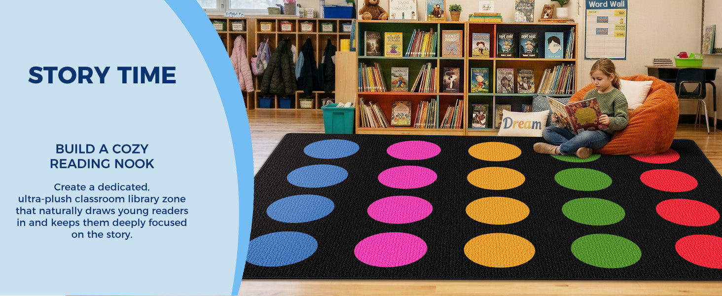 20-Seat Color Dot Classroom Rug classroom rug scene image 7