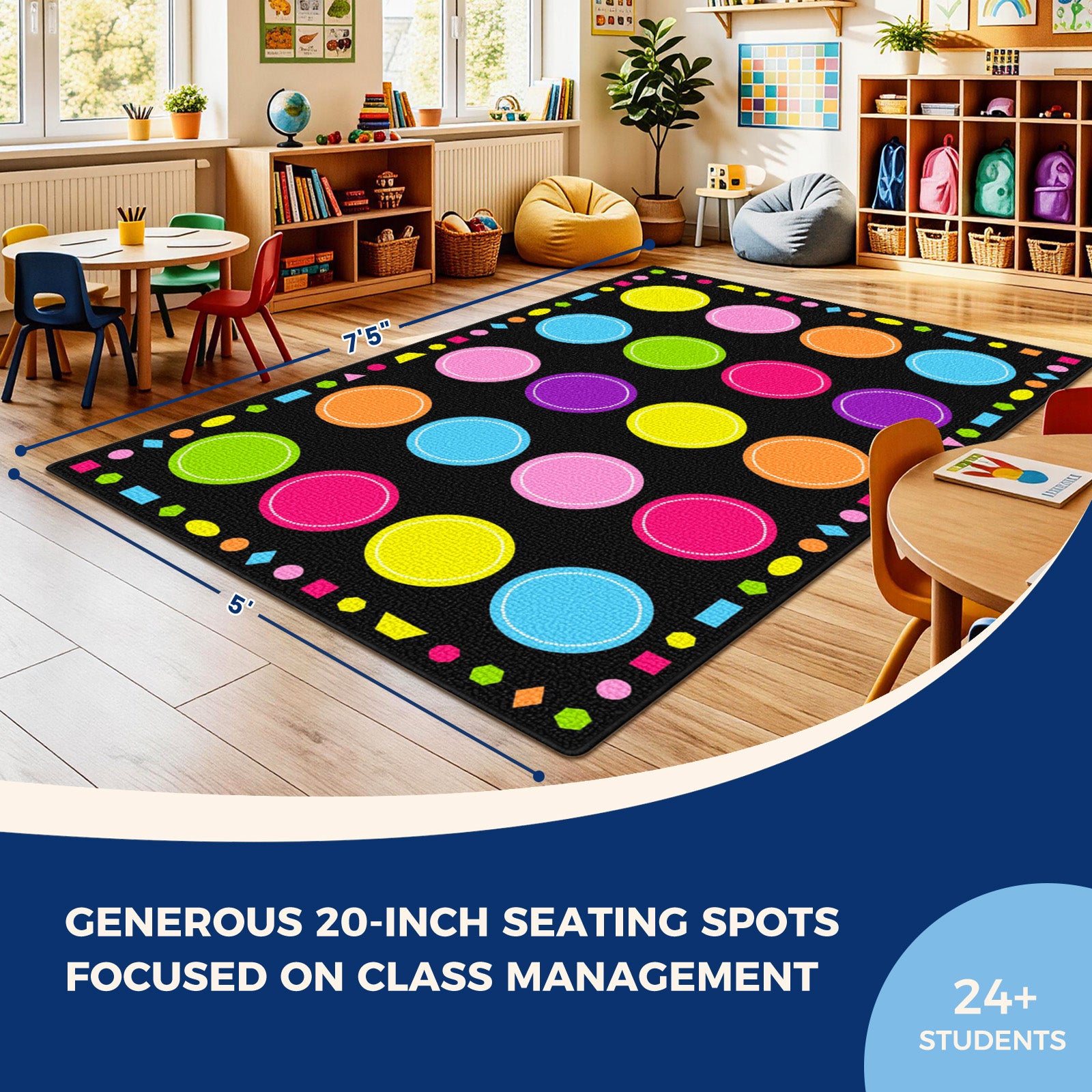 20-Seat Macaron Dot Classroom Rug