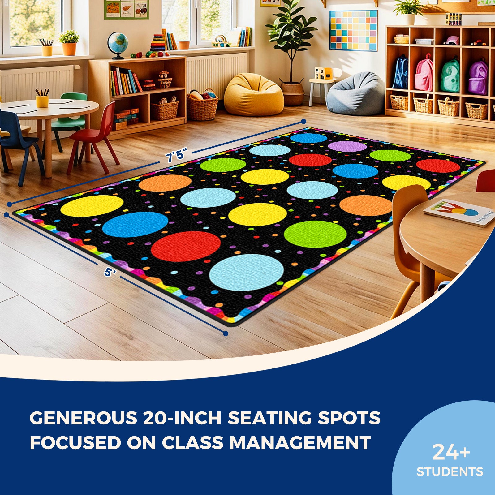 20-Seat Confetti Dot Classroom Rug