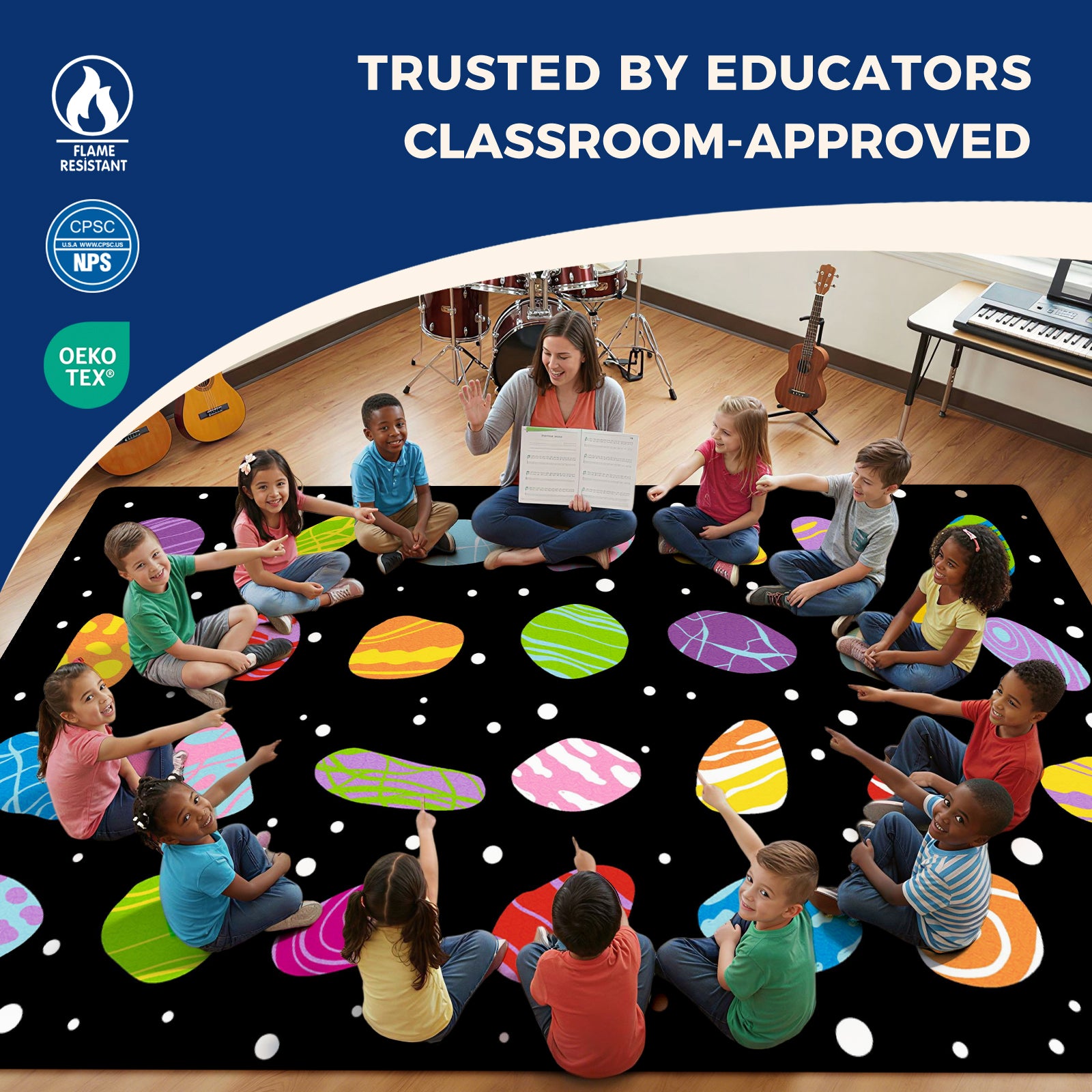 Colorful Pebble Classroom Rug