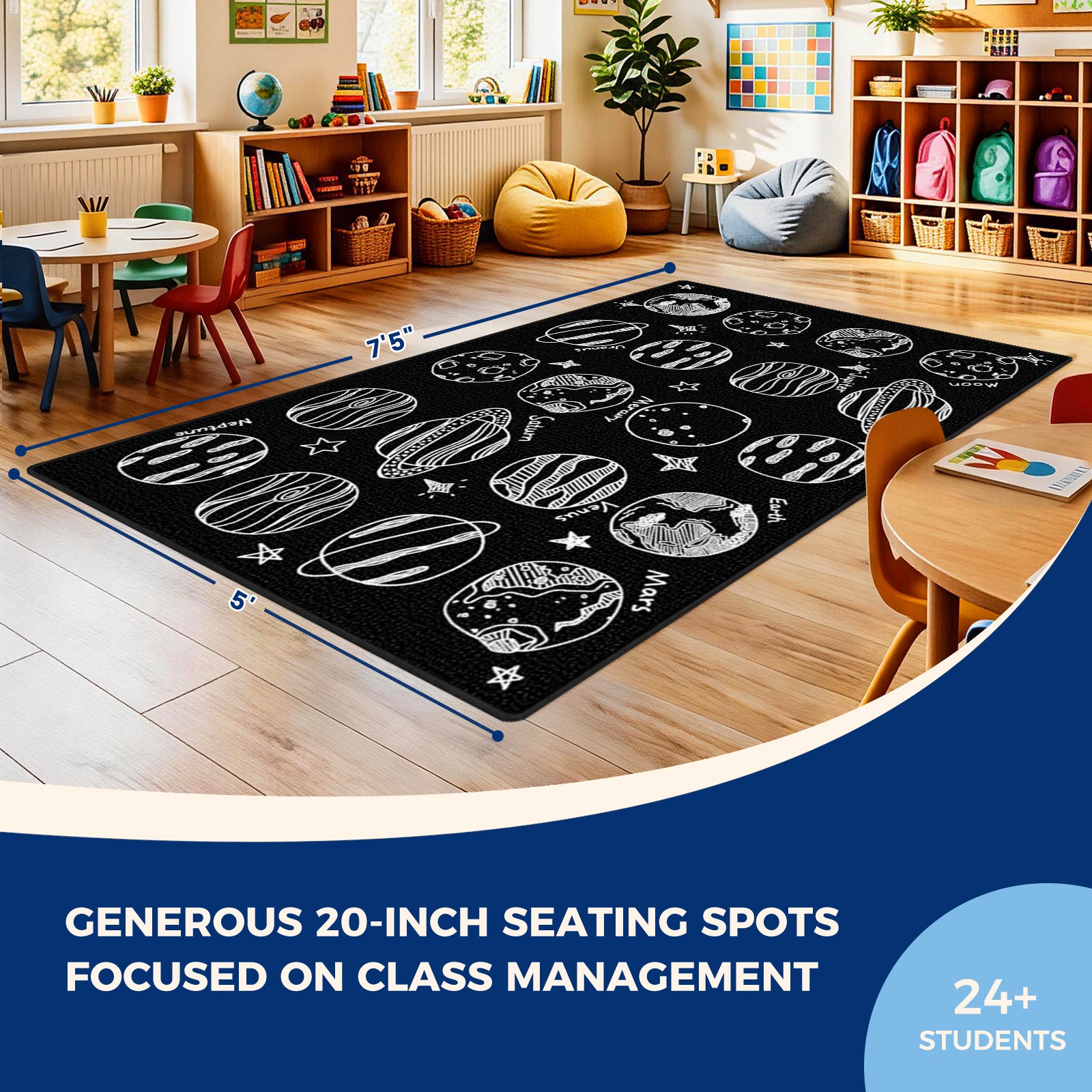 20-Seat Solar System Classroom Rug