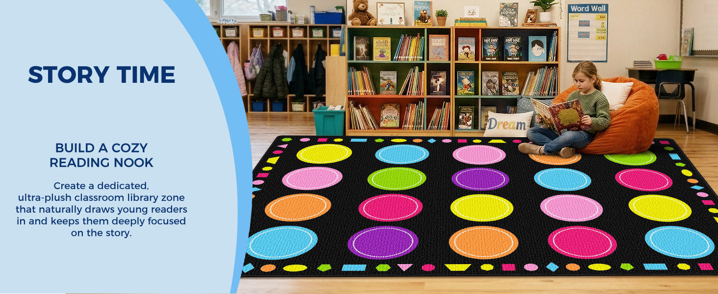 20-Seat Macaron Dot Classroom Rug classroom rug scene image 7