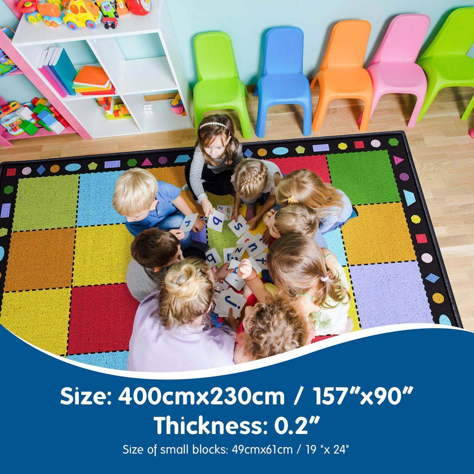 Booooom Jackson Classroom Carpet, Children's Classroom Rug 8'5"x6'5”Kid Rug with Non-Slip Backing,Children's Classroom Educational Seating Carpet Elementary 03