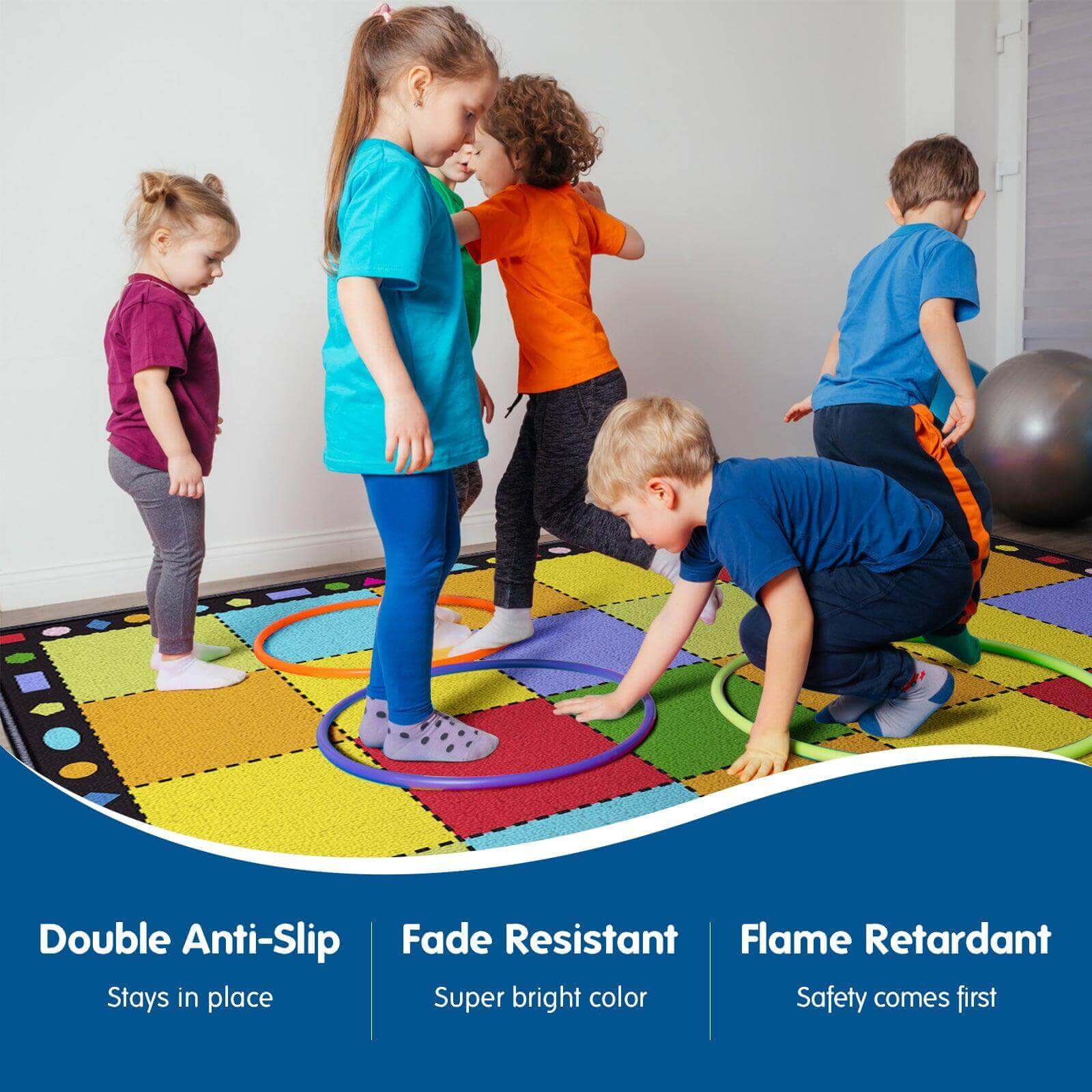 Booooom Jackson Classroom Carpet, Children's Classroom Rug 8'5"x6'5”Kid Rug with Non-Slip Backing,Children's Classroom Educational Seating Carpet Elementary 04