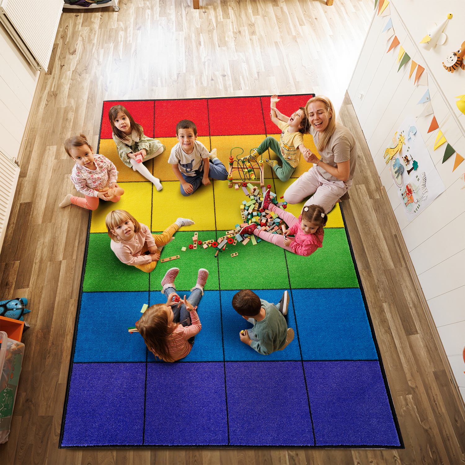 Rainbow Classroom Play Rug Boom Puzzle 08 By Booooom Jackson