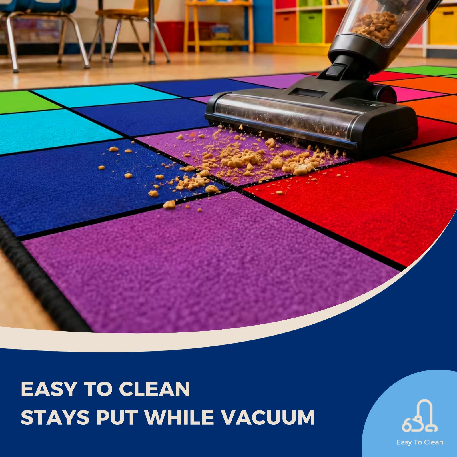 20-Seat Multicolor Square Classroom Rug