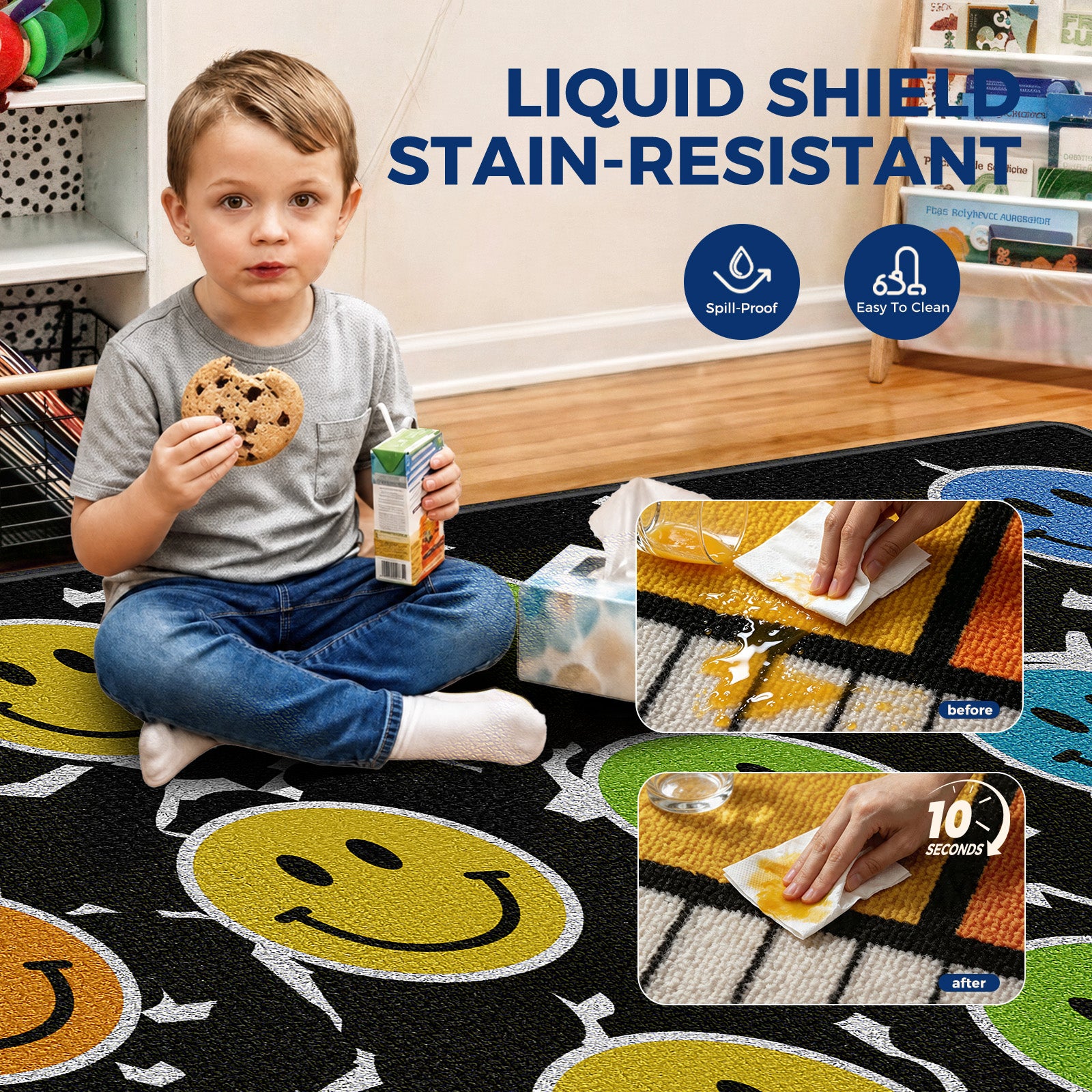 Rainbow Smiley Face Classroom Rug