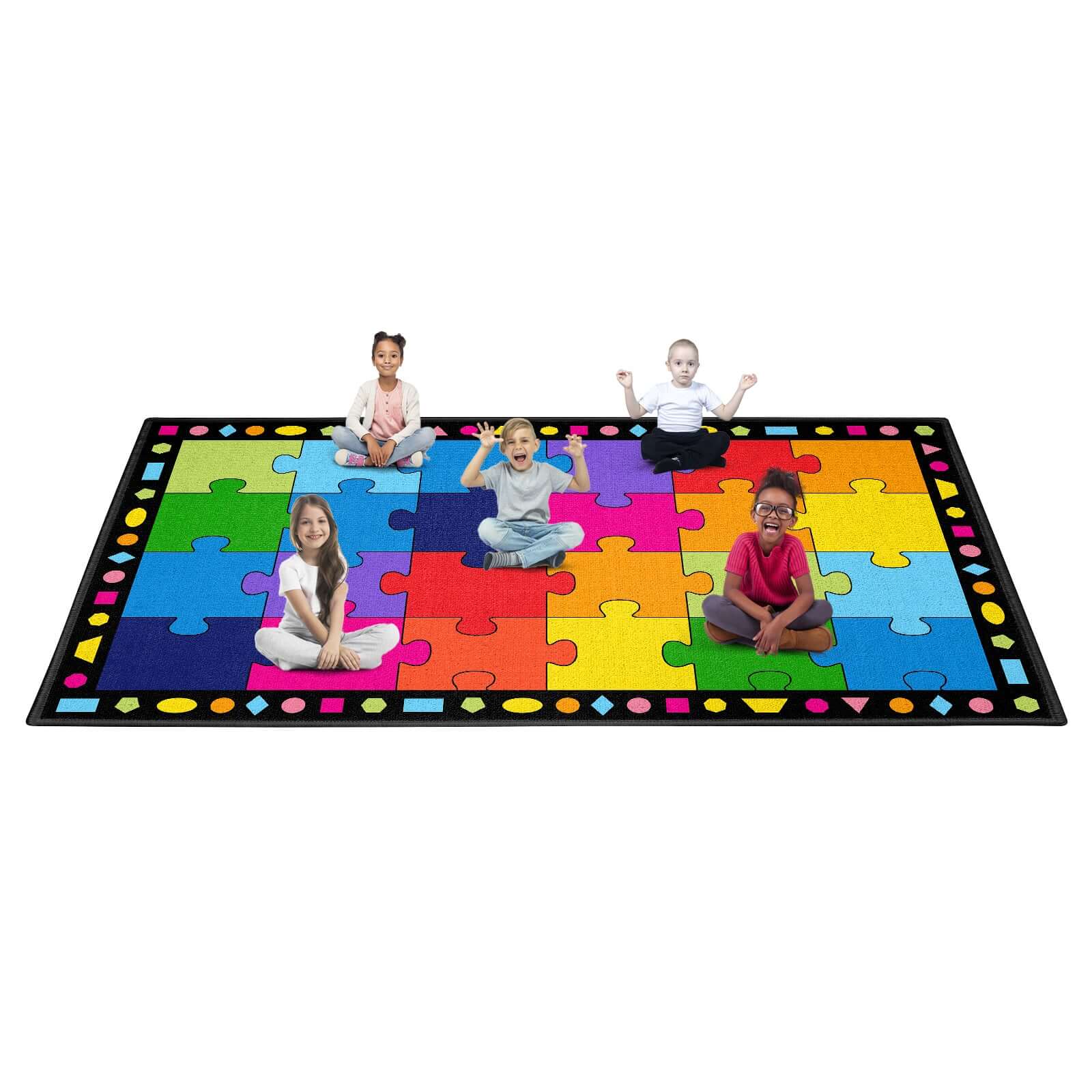 Color Block Classroom Rug-Puzzle Paradise
