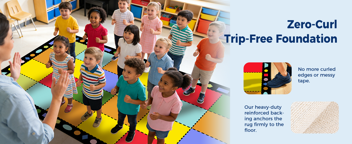 Multicolor Grid Classroom Seating Rug classroom rug scene image 4