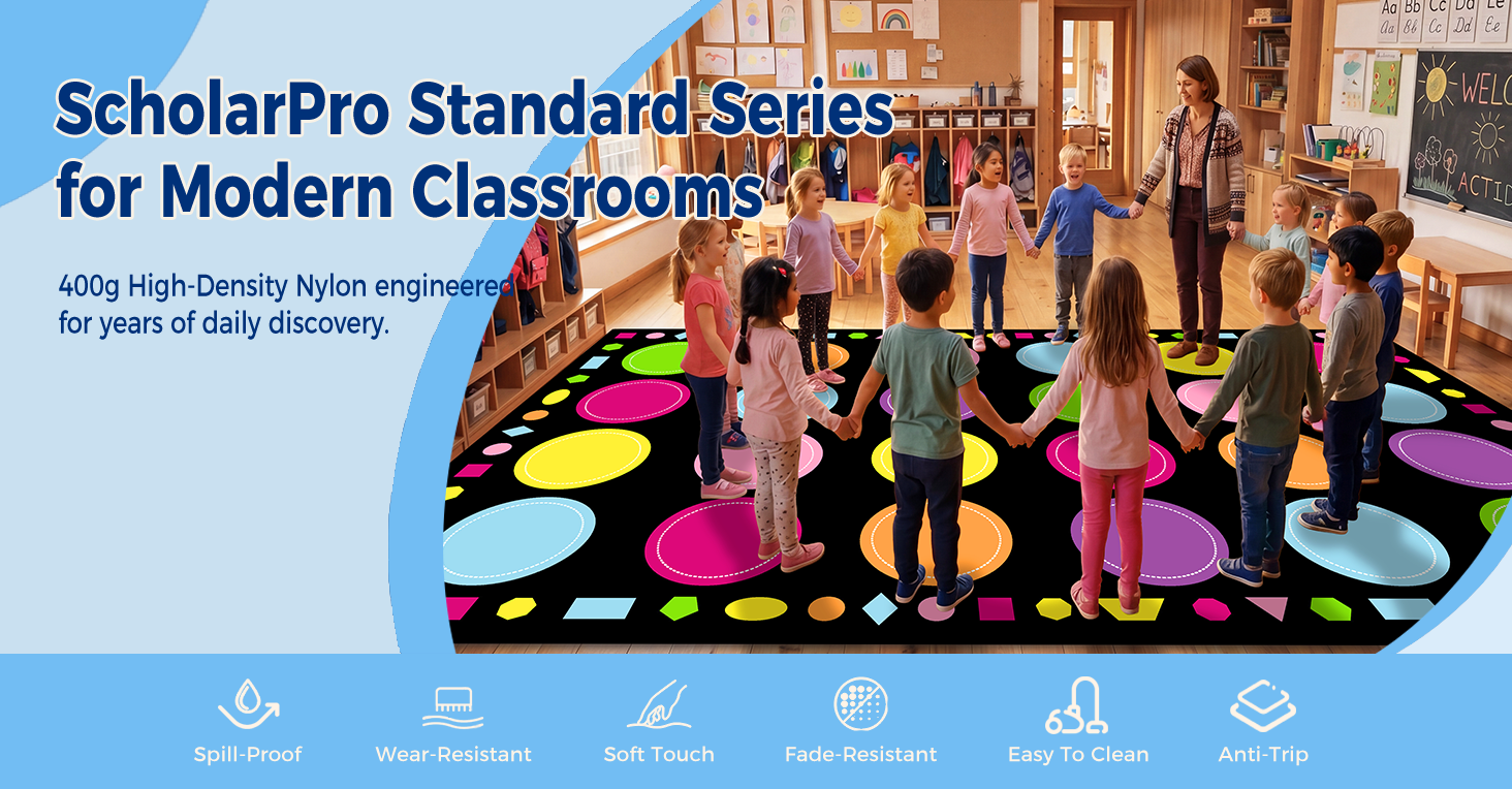 Pastel Macaron Classroom Rug classroom rug scene image 1