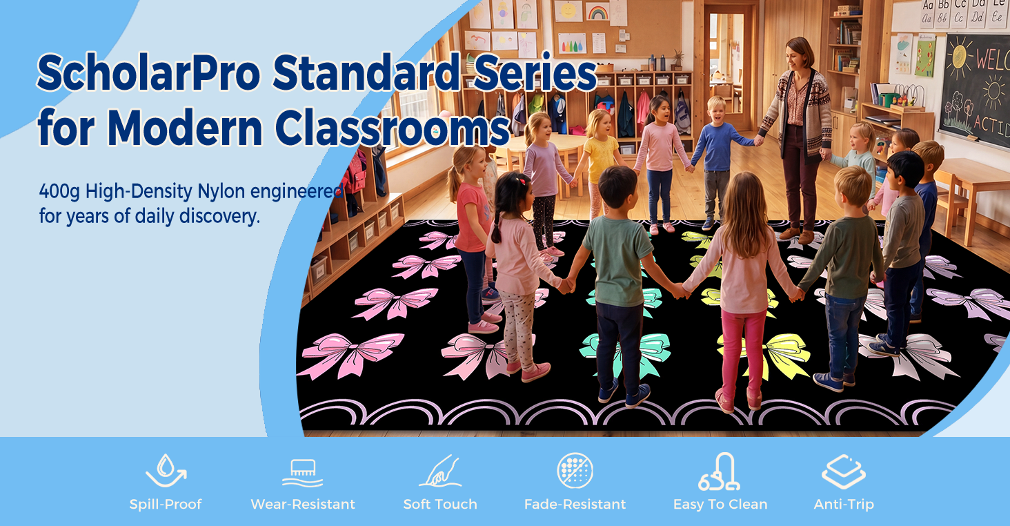 Scalloped Bow Classroom Rug classroom rug scene image 1