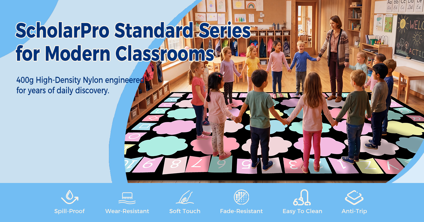 Pastel Cloud Classroom Rug classroom rug scene image 1
