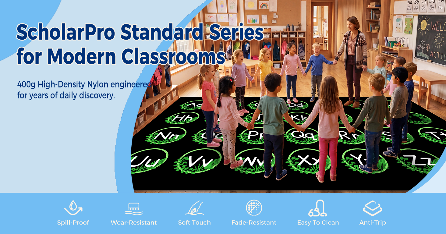 Leaf Alphabet Classroom Rug classroom rug scene image 1