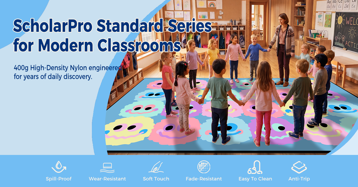 Pastel Plush Smileys Classroom Rug classroom rug scene image 1