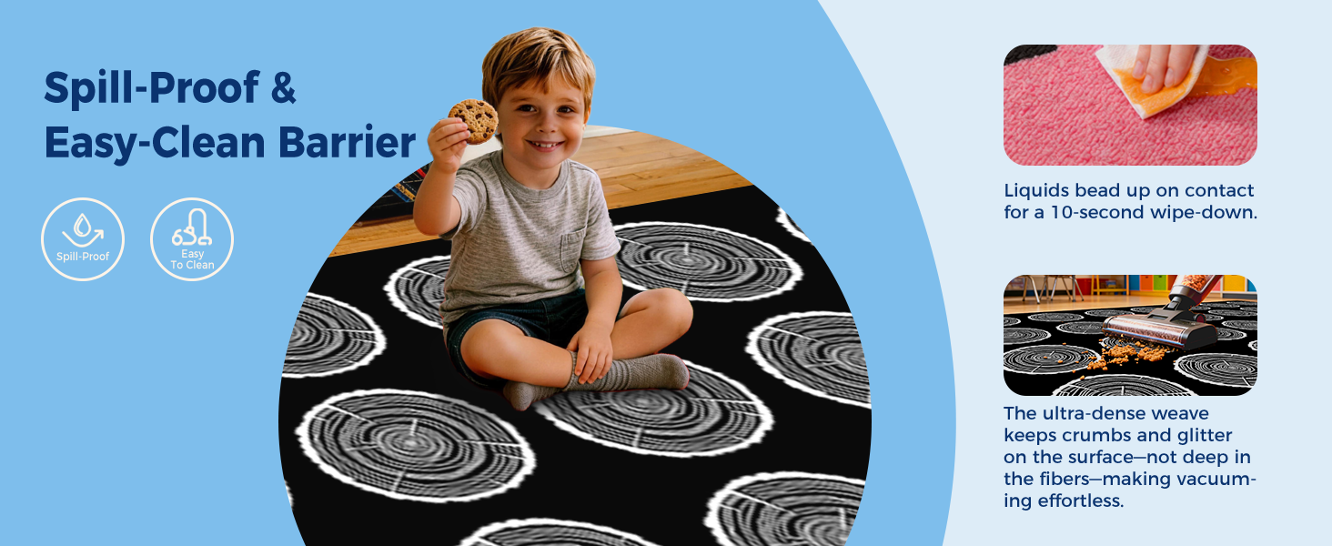 Black & White Tree Stump 28-Seat Classroom Rug classroom rug scene image 3