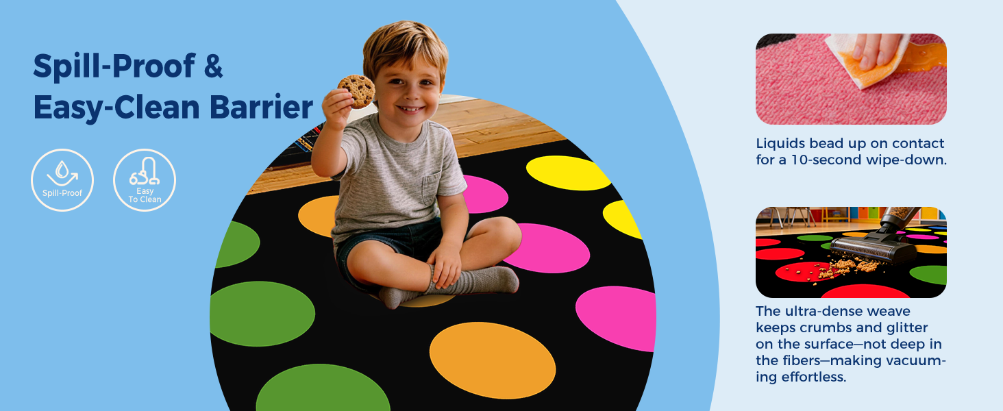 Black Colorful Circle Sit Spots Classroom Rug classroom rug scene image 3