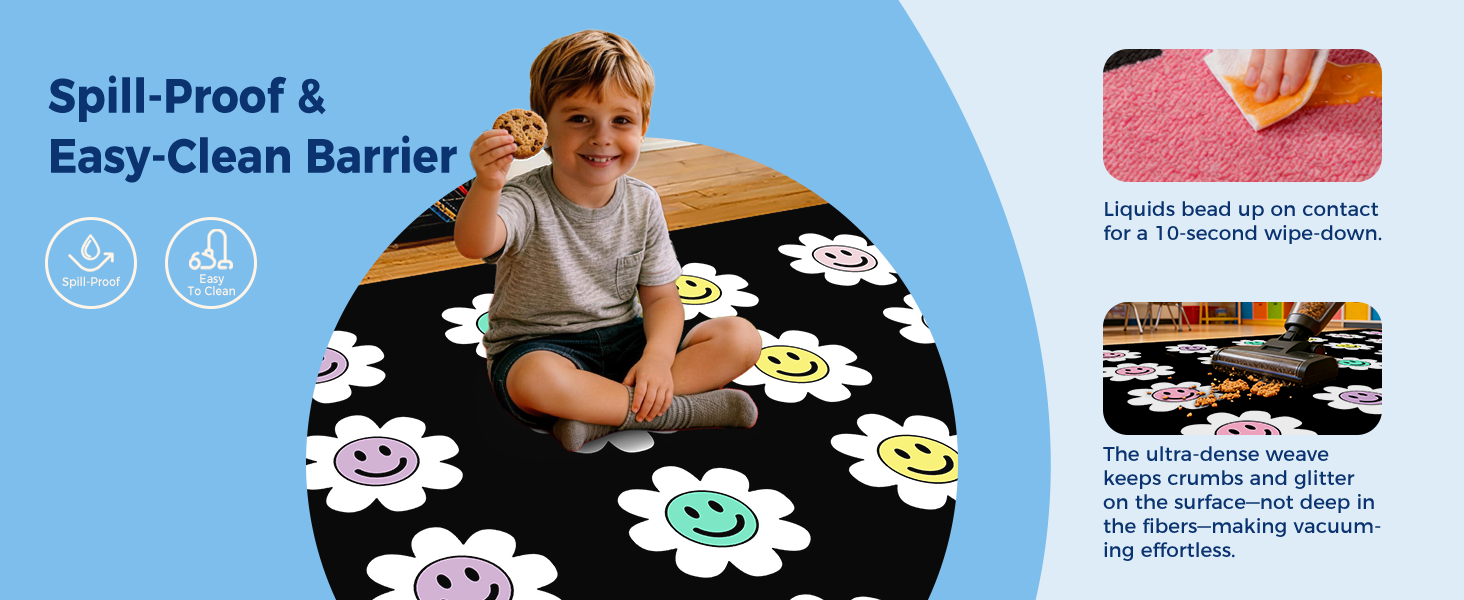 Pastel Flower Smileys Classroom Rug classroom rug scene image 3