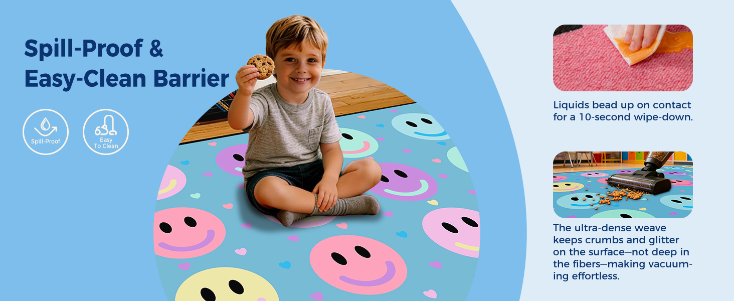 Blue Pastel Smileys Classroom Seating Rug classroom rug scene image 3
