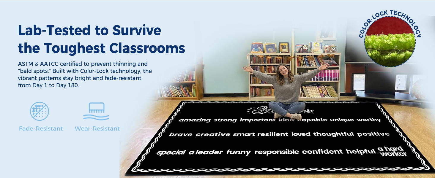Positive Affirmation Classroom Rug classroom rug scene image 6