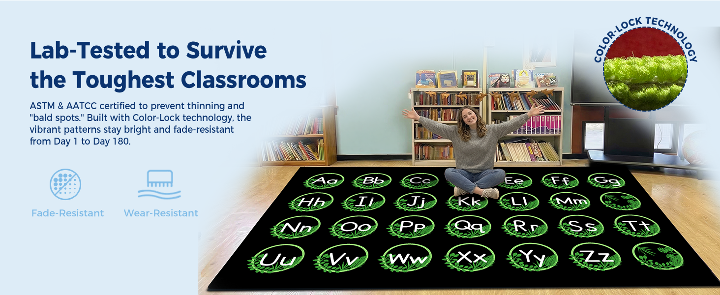 Leaf Alphabet Classroom Rug classroom rug scene image 5