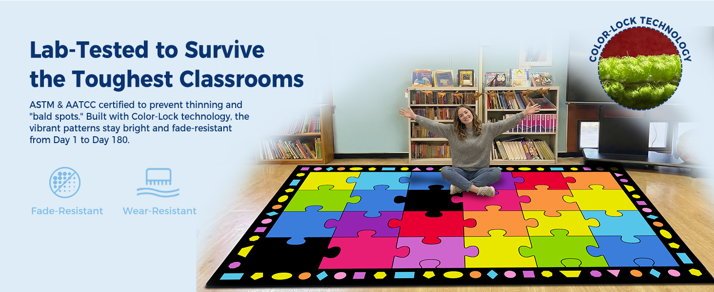 Puzzle Paradise Color Block Classroom Rug classroom rug scene image 6